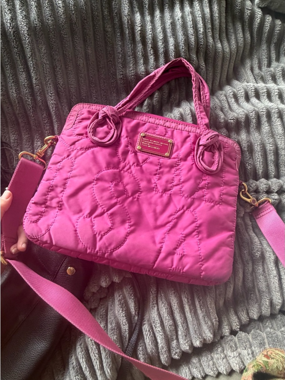 Marc Jacobs Quilted Hot Pink Nylon Crossbody computer bag